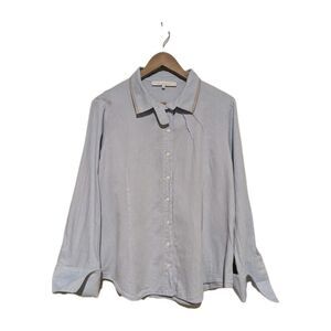 Ken Okada Paris Womens XL Blue LS Shirt Asymmetrical Pleats Designer Unique